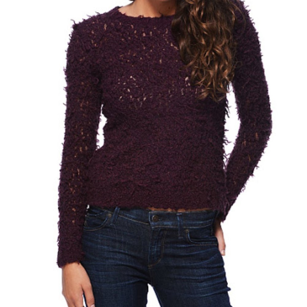 Free People September Song Shaggy Purple Sweater